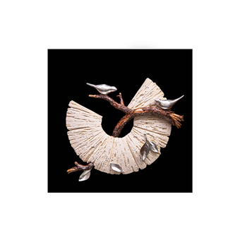 تابلو رزین گلدکیش مدل پرنده نقره ای کد 1-3240 GK