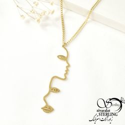 گردنبند نیم رخ مشابه طلا کد 3254