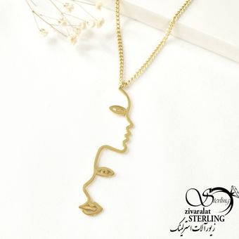 گردنبند نیم رخ مشابه طلا کد 3254