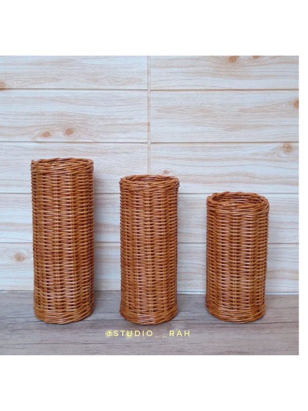 گلدان استوانه حصیری استودیو راح