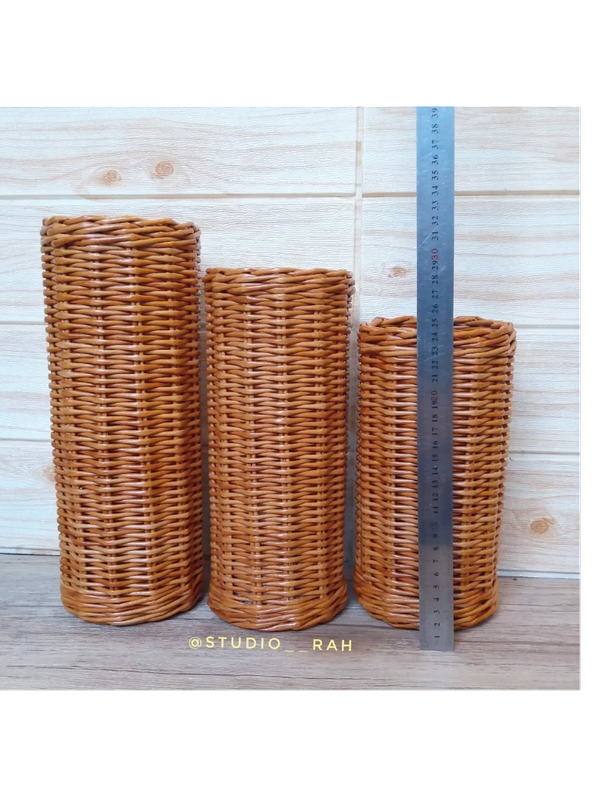 گلدان استوانه حصیری استودیو راح