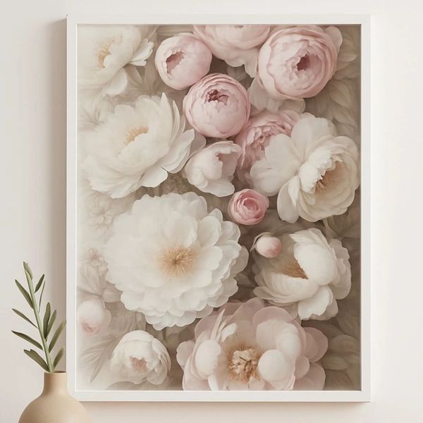 طرح‌ گل‌های سفید و صورتی