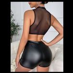 ست نیم تنه و شلوارک چرم کد : 422