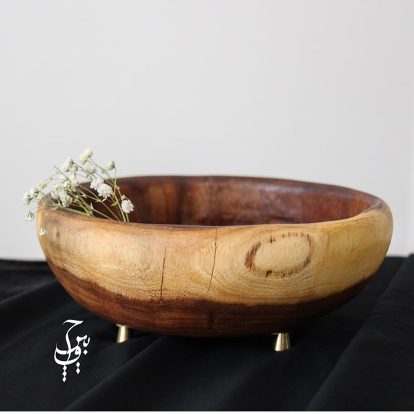 ظرف چوب طبیعی کهور با پایه فلزی