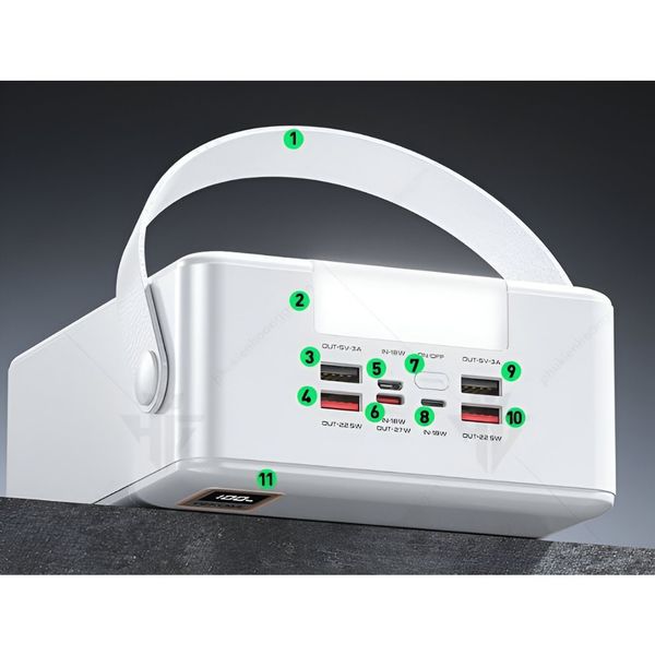 پاوربانک Wekome مدل WP-100 –ظرفیت 100000 میلیآمپر - 27 وات -اصل