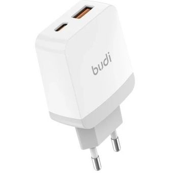 شارژر دیواری بودی مدل Budi AC940VEW با خروجی USB و USB-C و توان 20 وات
