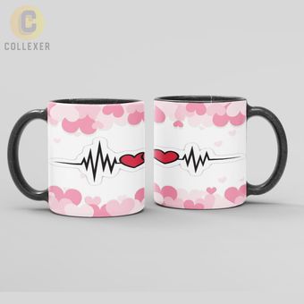 ماگ هدیه ولنتاین روز عشق (Valentine) - کد 34 (سفید ، مشکی ، حرارتی)