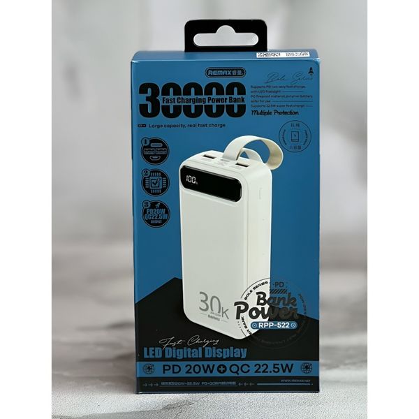 پاوربانک ریمکس Remax RPP-522 – ظرفیت 30000 میلی‌آمپر اورجینال