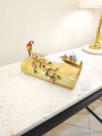 جادستمالی برنجی | مدل نغمه زرین طوطی کد 8