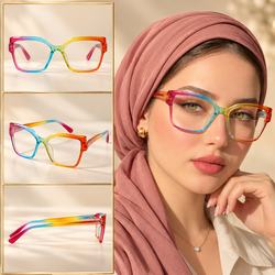 عینک طبی فندی مدل گوشه‌دار رنگین‌کمانی   fendi-angular-rainbow-optical-frame