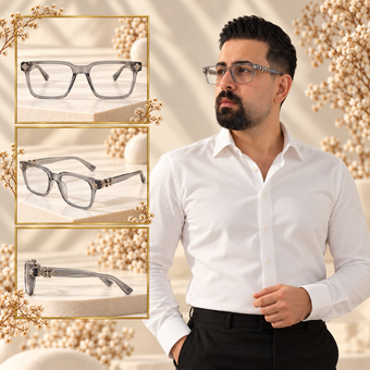 عینک طبی کروم هارتز طوسی براق بلوکات