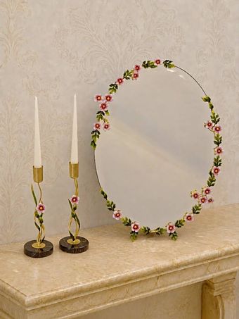 آینه شمعدان گل کاغذی مینا