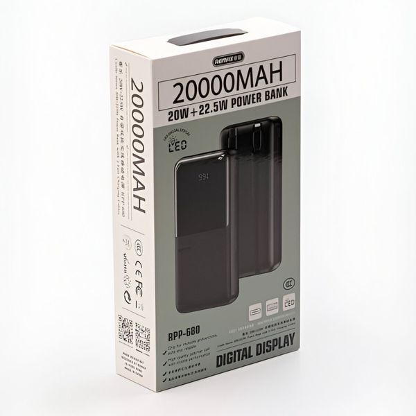 پاوربانک ریمکس مدل RPP-680 – ظرفیت 20000 میلی‌آمپر - اصل