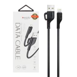 کابل شارژ فست 1.2 متری آیفون Yesido مدل CA105l - مشکی (گارانتی 18 ماه تعویض نیکان همراه)