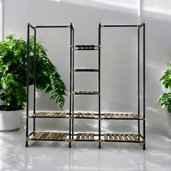 رگال لباس و کمد باز چوب و فلز مدل روئینتن