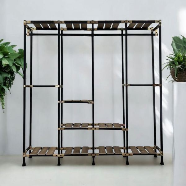 رگال لباس و کمد باز چوب و فلز مدل مانا