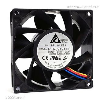جت فن 9در9 سانتی متر قطر 4 سانتی 12 ولت 4.50 آمپر 4 سیم دارای PWM کنترل دور دائم کار براشلس برند دلتا  Jet fan Delta 9x9cm 4.50A