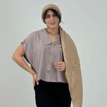 شومیز سیلکا دکمه چوبی
