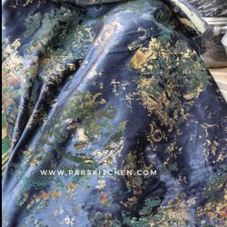 پارچه مخمل ترک سرمه ای آبرنگی