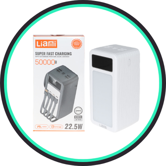 پاوربانک PD و فست شارژ Liami 50000Ah مدل LM7050 22.5W - سفید...