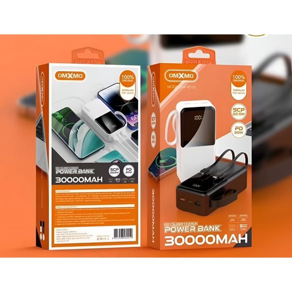 پاوربانک اورجینال 30000 میلی‌آمپر 22.5 وات OMXMO مدل OX-PD16