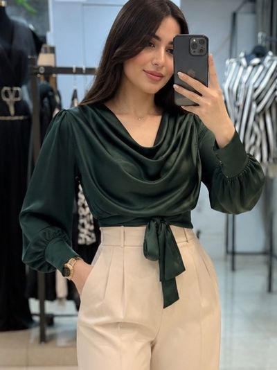 بلوز مجلسی یقه دراپه