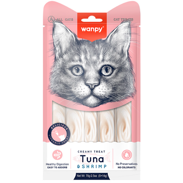 بستنی گربه‌ی ونپی با طعم تن و میگو / Wanpy cat creamy treat with tuna and shrimp