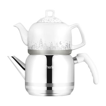 کتری قوری دسته باکالیت سفید مدل ساتینا کد 038