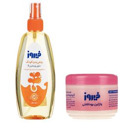 اسپری روغن بچه فیروز مدل ویتامینه حجم 200 میلی لیتر به همراه وازلین بچه