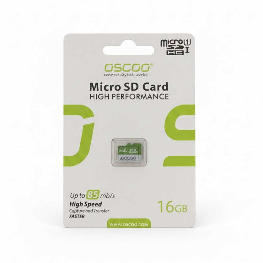 کارت حافظه MicroSDXC اسکو Oscoo سبز ظرفیت 16 گیگابایت کلاس10 مدلUHS-I U1 V1