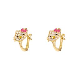 گوشواره طلا 18 عیار دخترانه گالری طلای مریم اکرمی مدل کیتی