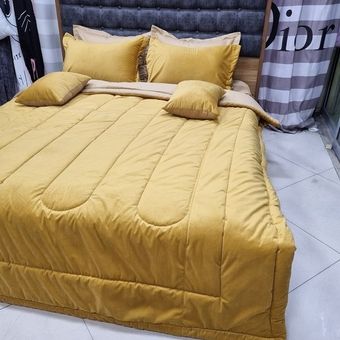 روتختی مخمل کالیفرنیا خردلی یکنفره و دونفره کد k12
