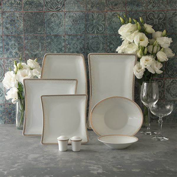 سرویس غذاخوری 30 پارچه چینی زرین ایران سری وینچی مدل ریوا درجه عالی