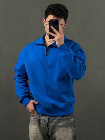 نیم زیپ سه نخ بیسیک آبی شالی