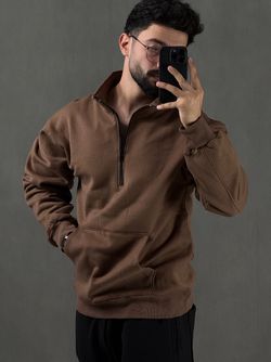سویشرت نیم زیپ نیوان قهوه ای