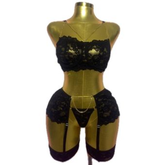 ست تمام دانتل زنجیزی فنر دار همراه ران بند