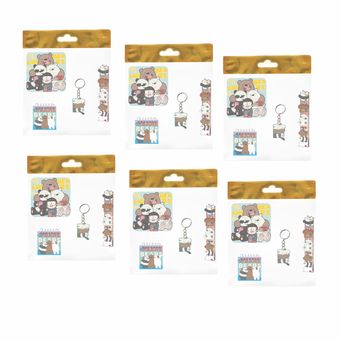 بسته لوازم تحریر مدل  4 تکه چوبی طرح سه کله پوک کد 2 مجموعه 6 عددی