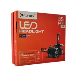 هدلایت لامپ خودرو کانپکس دورنگ نور پایین زردفابریک نوربالاسفید مدل 3S PRO پایه H4 بسته دو عددی