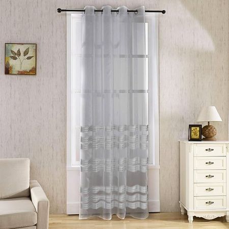 پرده تیکو دکو مدل حریر نازک ژرسه سه لاین ژوردار سایز 140*280 سانتی متر تک
