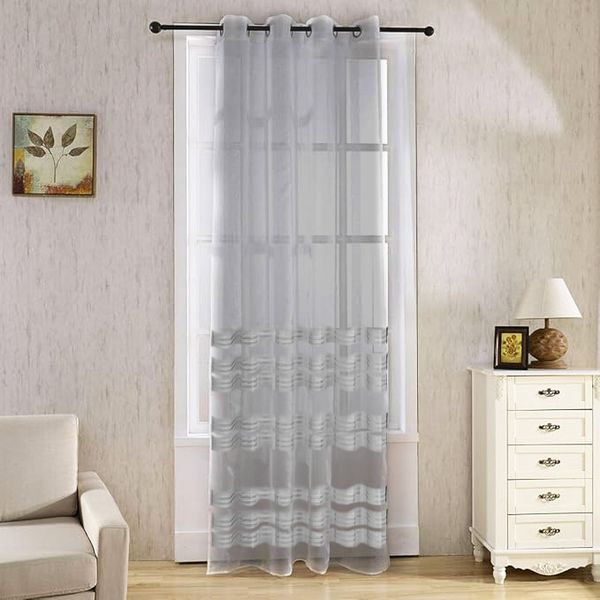 پرده تیکو دکو مدل حریر نازک ژرسه سه لاین ژوردار سایز 140*280 سانتی متر تک