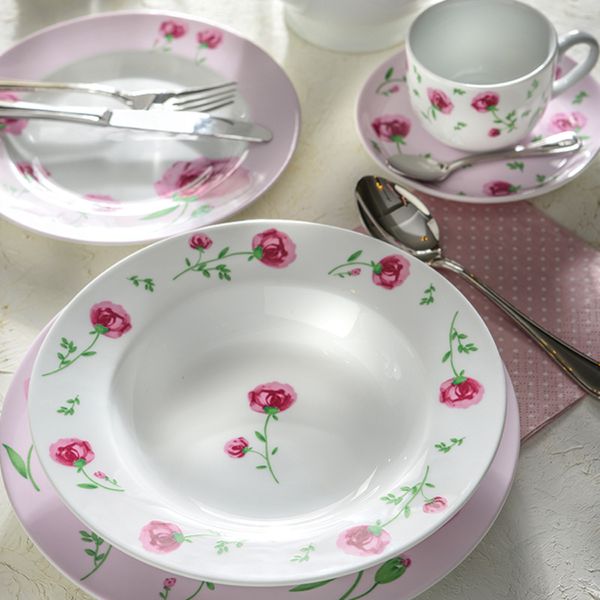 سرویس چینی 102 پارچه غذا خوری چینی زرین ایران سری ایتالیا اف مدل ویلیج درجه یک