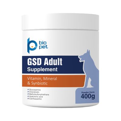 مکمل سگ ژرمن بالغ بایو پت مدل GSD Adult وزن 400 گرم