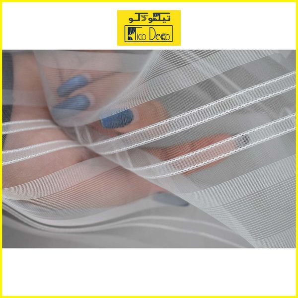 پرده تیکو دکو مدل حریر نازک ژرسه سه لاین ژوردار سایز 140*280 سانتی متر
