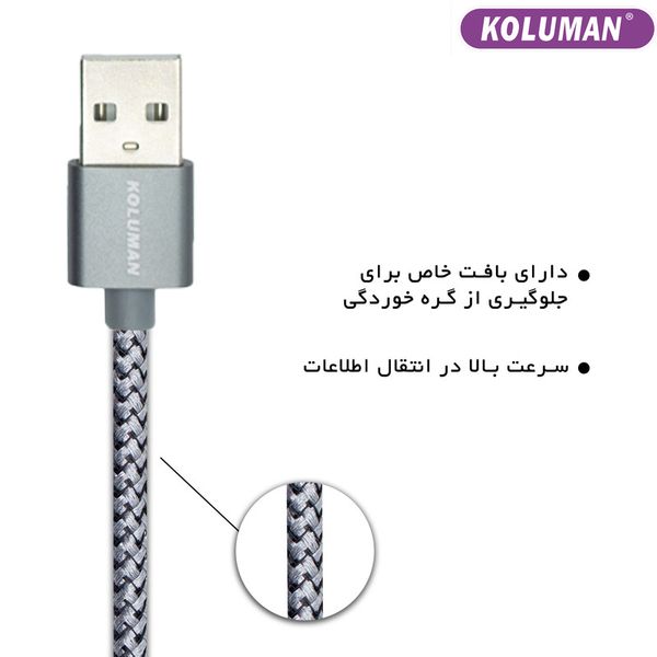 کابل تبدیل USB به USB - C کلومن مدل KD - 19 مجموعه 4 عددی