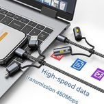 کابل تبدیل USB-C به USB-A و USB-C به لایتنیگ مدل crown 6in1 طول 1.20