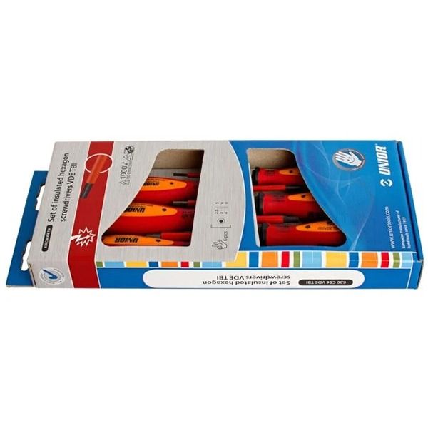 پیچ گوشتی سر آلنی عایق برق یونیور مدل 620CS6VDE-TBI بسته 6 عددی