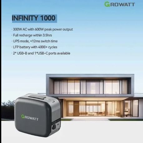 پاور استیشن Growatt INFINITY 1000 | ظرفیت 1004Wh و توان 600 وات- کد شناسه محصول:PE-1019
