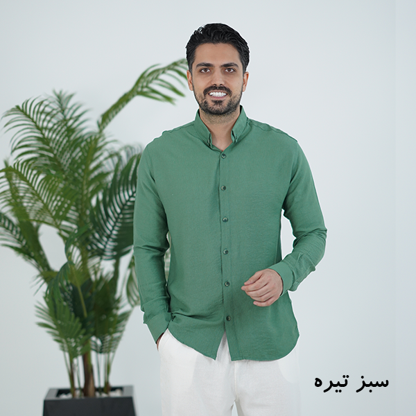 پیراهن مردانه لینن آستین بلند