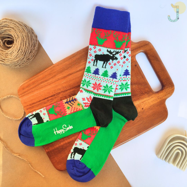 جوراب ساقدار مردانه طرح کریسمسی (1)  برند Happy Socks