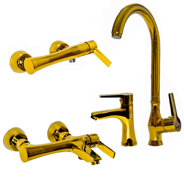 ست شیرآلات 4 تکه مدل پارمیس طلایی (5 سال گارانتی + ارسال رایگان)